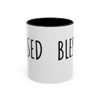 Blessed Farmhouse Mug with Black Handle, Rae Dunn Inspired - Cottage Style Coffee Mug