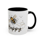 Bee Happy Whimsical Bee Ceramic Mug - Cottage Style Coffee Mug