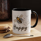 Bee Happy Whimsical Bee Ceramic Mug - Cottage Style Coffee Mug