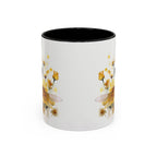 Golden Bee Wildflower Ceramic Coffee Mug - Cottage Style Coffee Mug