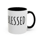 Blessed Farmhouse Mug with Black Handle, Rae Dunn Inspired - Cottage Style Coffee Mug