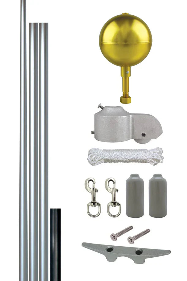 25’ Commercial-Grade Aluminum Flagpole 4-Section | Made in USA, UPS Shippable