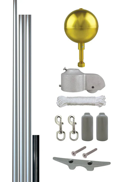 20’ Commercial-Grade Aluminum Flagpole 3-Section | Made in USA, UPS Shippable