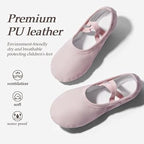 DyingSwan Toddler Girls 6T Pink Ballet Slippers Soft Leather No Tie Dance Shoes