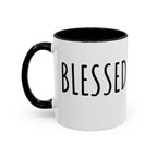 Blessed Farmhouse Mug with Black Handle, Rae Dunn Inspired - Cottage Style Coffee Mug