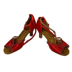 TTDancewear Women Size 8 Red Glitter 2.5" Heel Round Toe Ankle Strap Dance Shoes