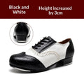 Men's Tap Dance Shoes - Black & White Cowhide Leather Lace-Up Oxford Style