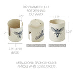 Buzzy Bees Metal Kitchen Sponge Holder in Antique White