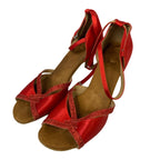 TTDancewear Women Size 8 Red Glitter 2.5" Heel Round Toe Ankle Strap Dance Shoes