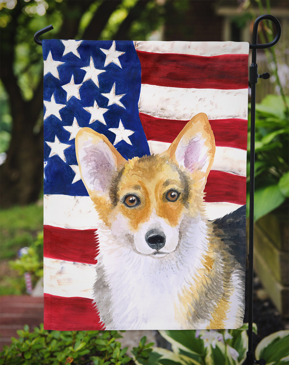 Pembroke Corgi Patriotic Garden Flag - Outdoor Decorative Yard Flag BB9642GF
