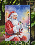 Goldfinch with Santa Claus Garden Flag