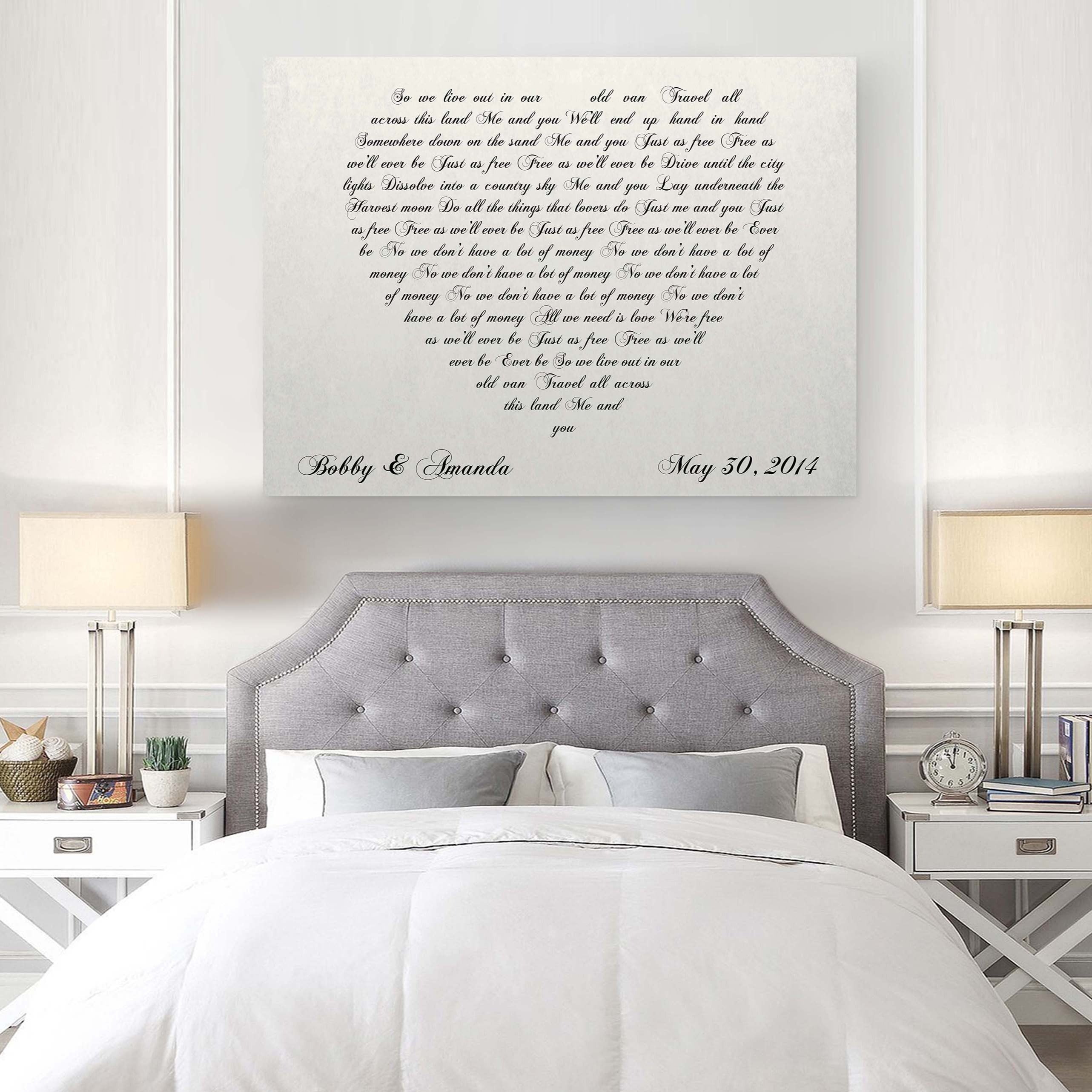 Lyrics In A Heart Canvas - Personalized Canvas