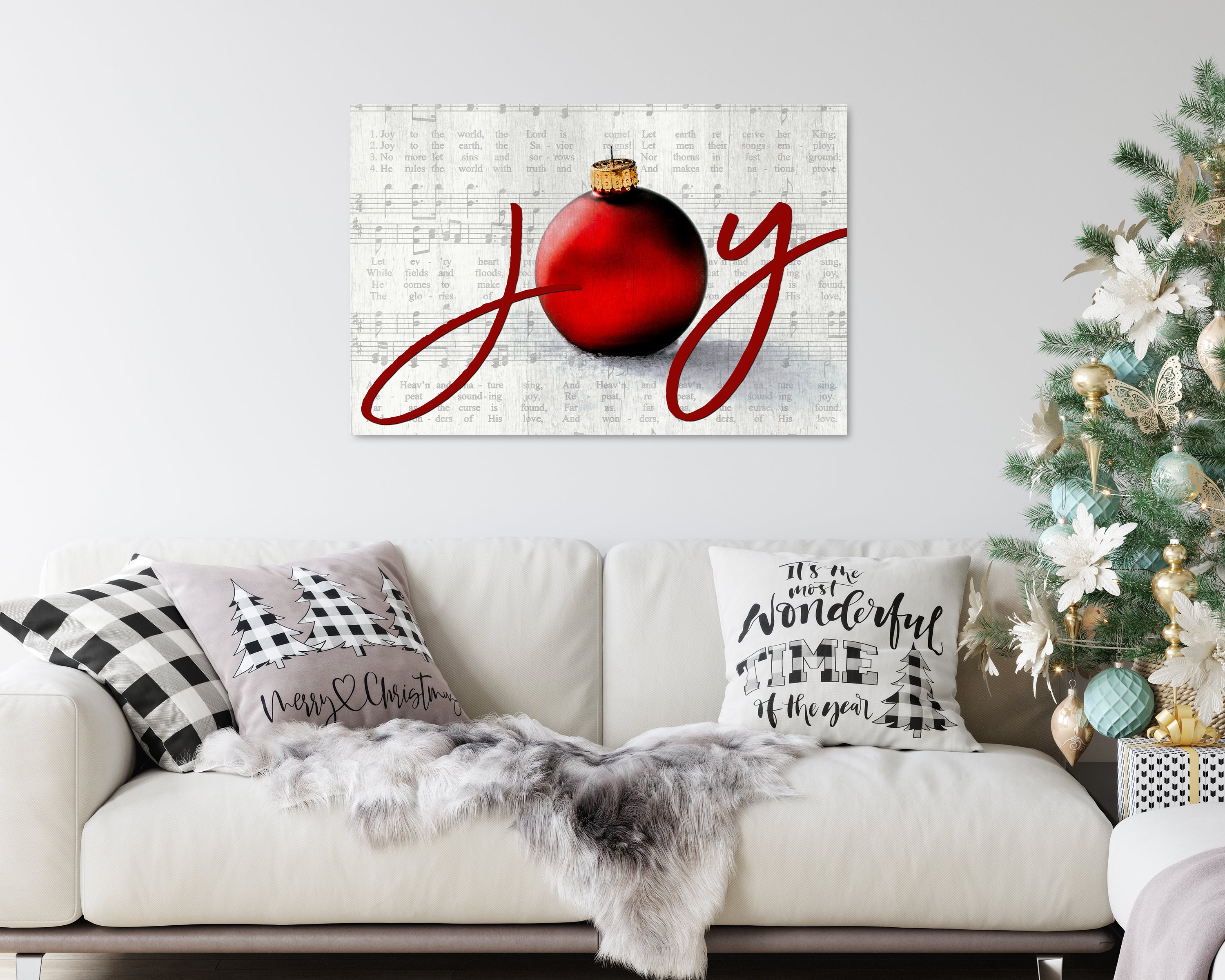 Joy to the World Canvas, Christmas Ornament Joy Sign