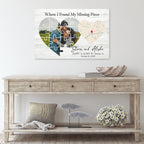 Where I Found My Missing Piece – Personalized Map Puzzle Heart Canvas