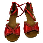 TTDancewear Women Size 8 Red Glitter 2.5" Heel Round Toe Ankle Strap Dance Shoes
