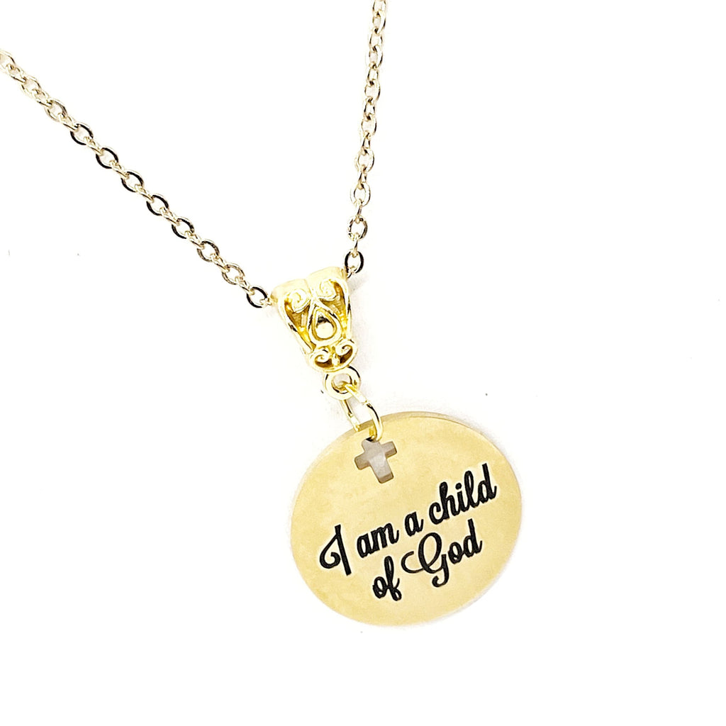 I Am A Child Of God Necklace Gold Plated Christian Jewelry Faith Necklace Inspirational Gift Religious Charm For Women