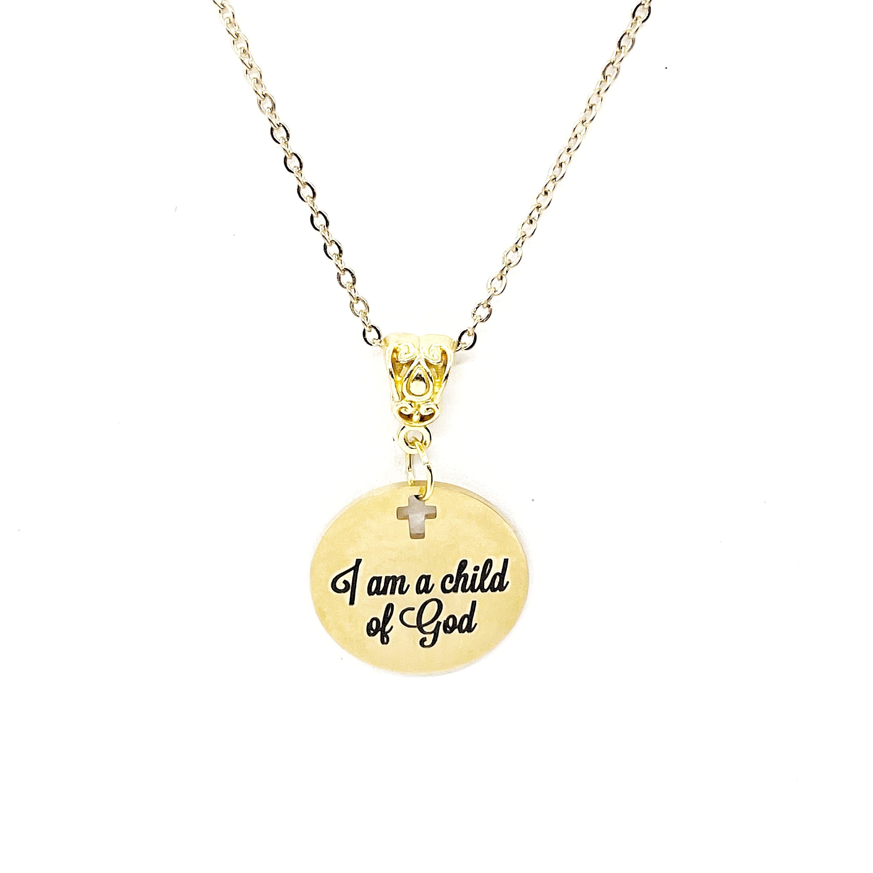 I Am A Child Of God Necklace Gold Plated Christian Jewelry Faith Necklace Inspirational Gift Religious Charm For Women