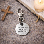 God Restores My Soul Psalm 23 3 Clip On Charm Stainless Steel Faith Charm Lobster Clasp Purse Charm Zipper Pull Bible Verse Gift