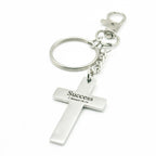 Success Scripture Cross Clip On Keychain Christian Gift Bible Verse Keychain Faith Keyring Inspirational Stainless Steel Cross Charm