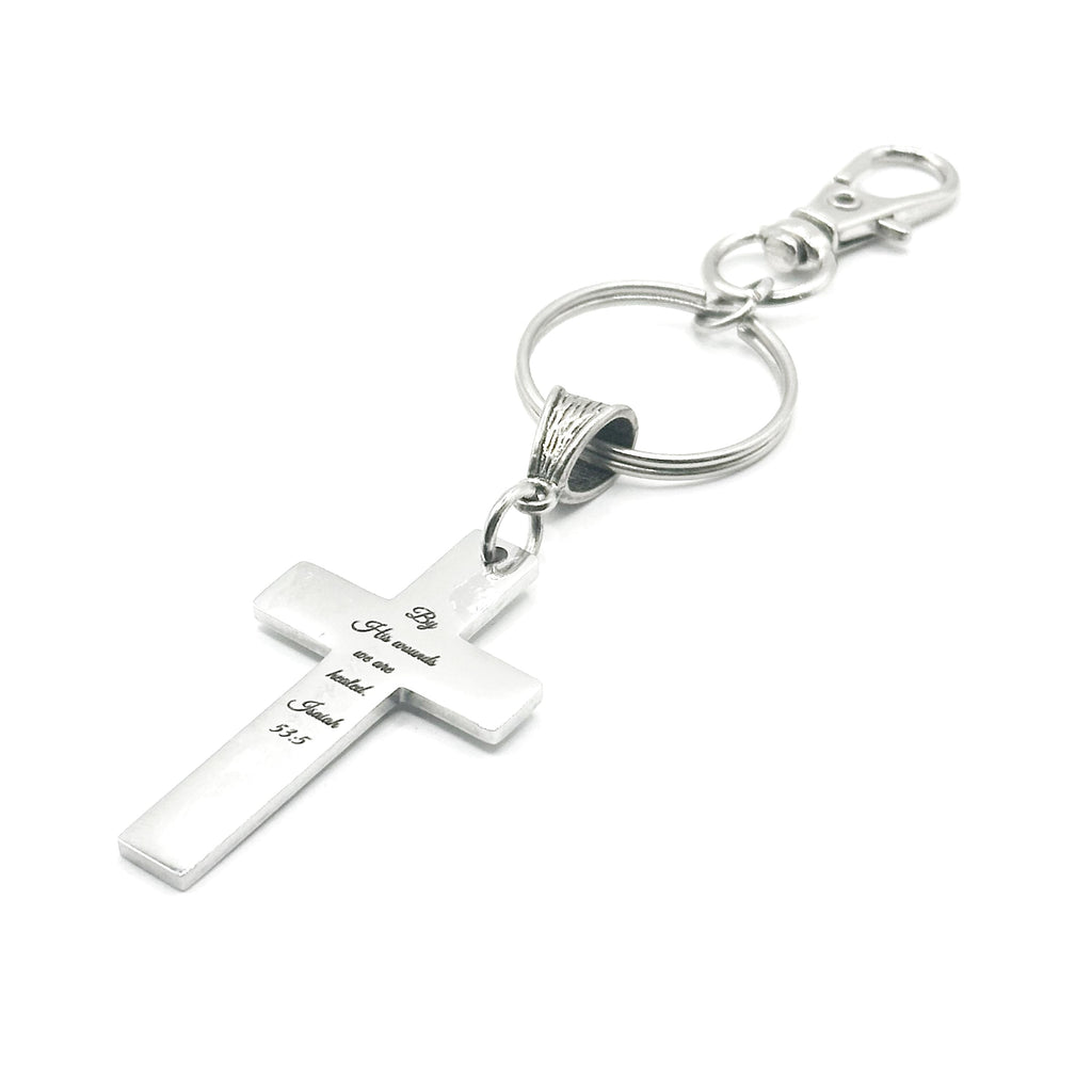 By His Wounds We Are Healed Isaiah 53 5 Cross Keychain Christian Scripture Faith Gift
