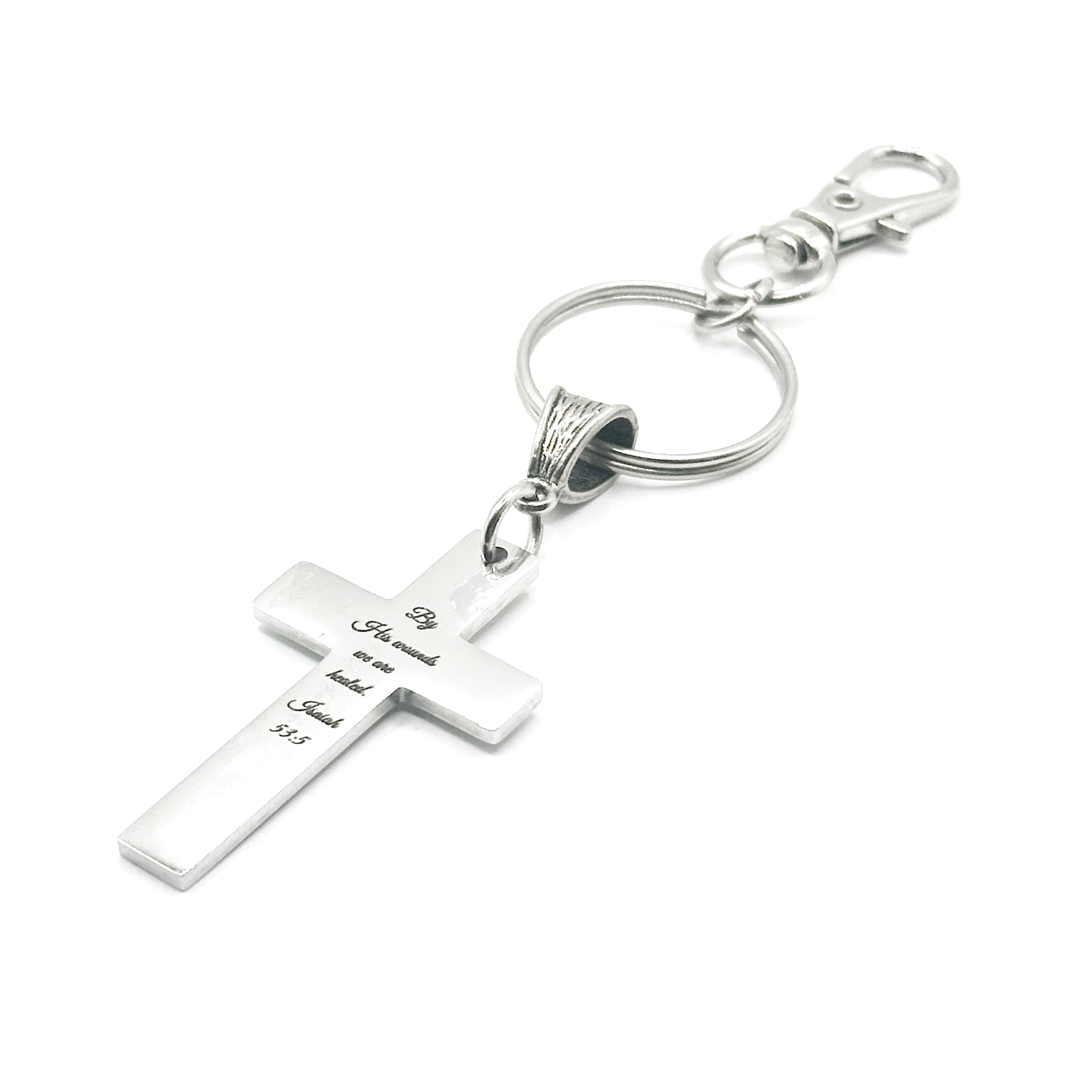 By His Wounds We Are Healed Isaiah 53 5 Cross Keychain Christian Scripture Faith Gift