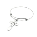 Christ Died For Us Romans 5 8 Charm Bracelet Stainless Steel Expanding Bangle Scripture Bracelet Christian Gift Faith Jewelry