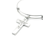 Christ Died For Us Romans 5 8 Charm Bracelet Stainless Steel Expanding Bangle Scripture Bracelet Christian Gift Faith Jewelry