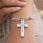 Christ Died For Us Romans 5 8 Charm Bracelet Stainless Steel Expanding Bangle Scripture Bracelet Christian Gift Faith Jewelry