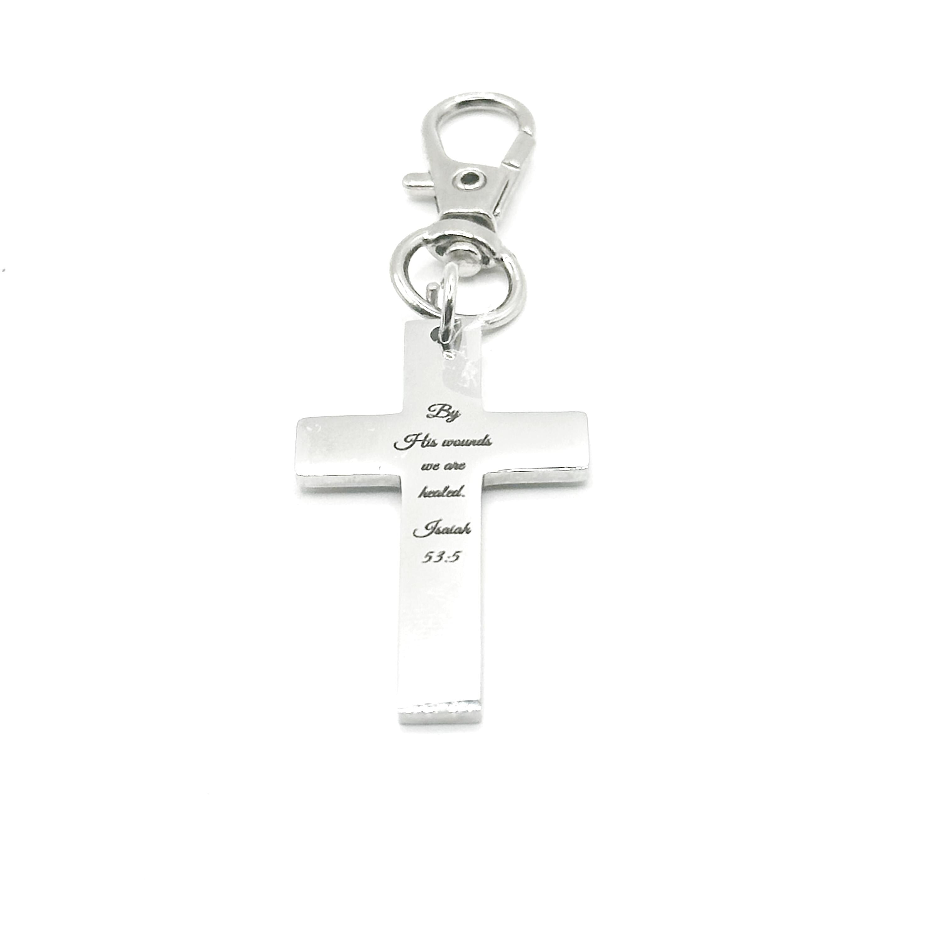 By His Wounds We Are Healed Isaiah 53 5 Cross Clip On Charm Christian Scripture Faith Gift