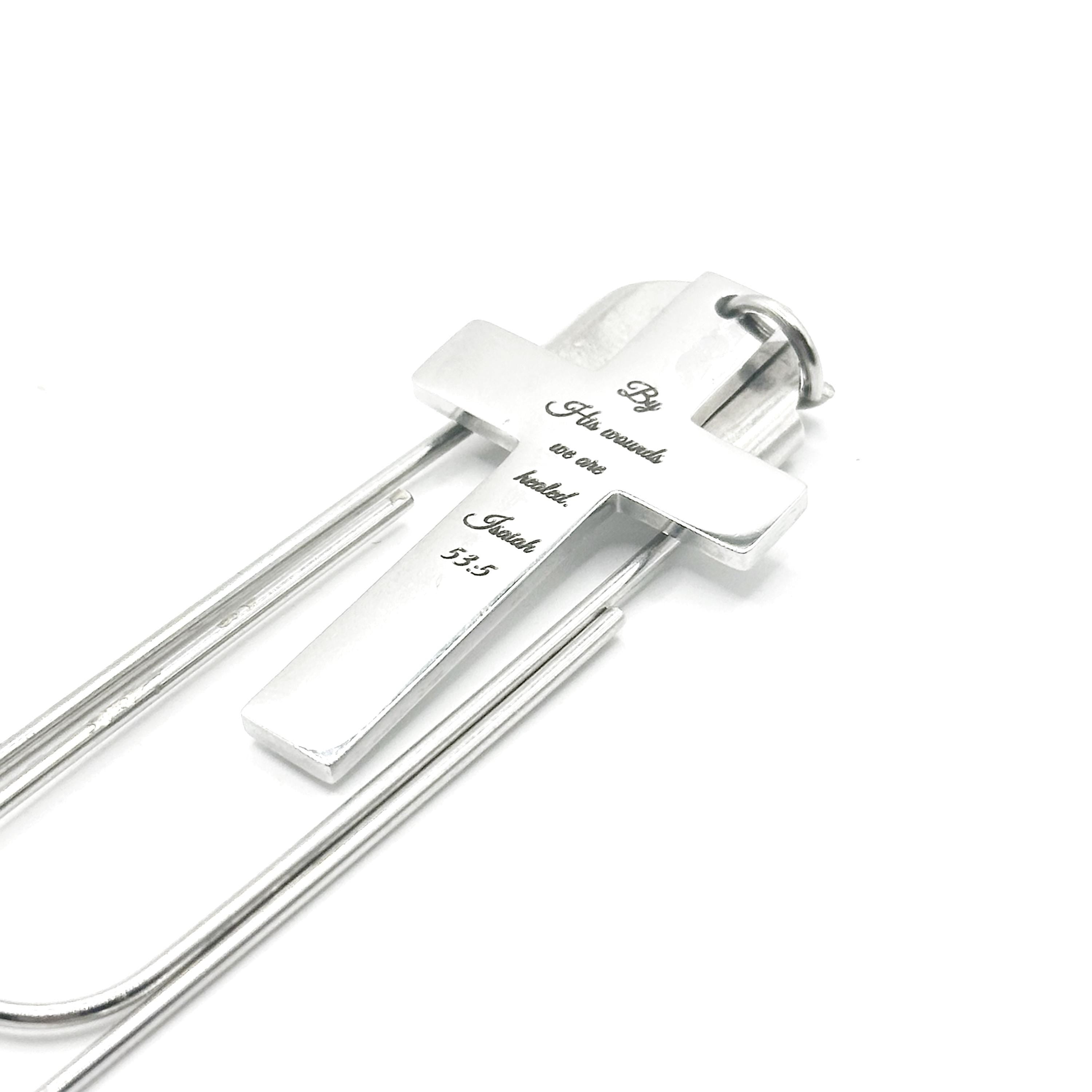By His Wounds We Are Healed Isaiah 53 5 Cross Bookmark Christian Scripture Faith Gift Stainless Steel