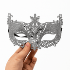 Silver and Black Venetian Masquerade Eye Mask | Elegant Party Accessory